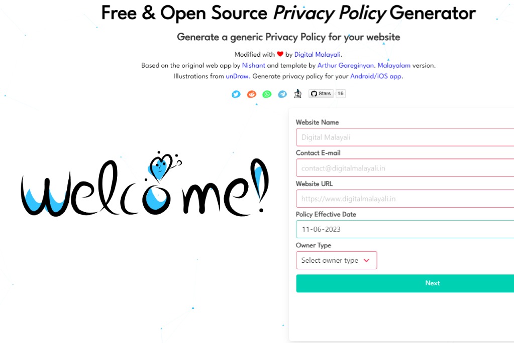 Free & Open source privacy policy generator
