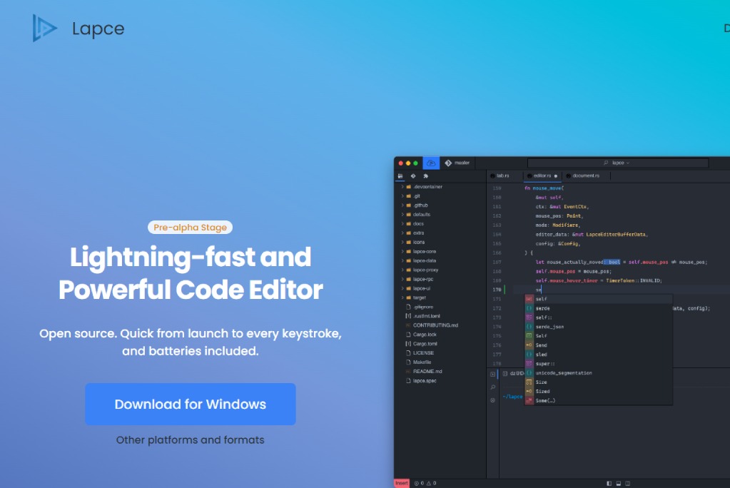 Lapce - A Lightning Fast Modern Open Source Code Editor In Rust ...