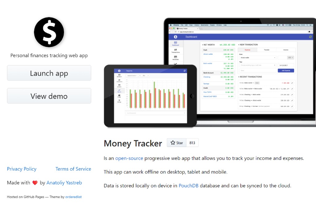 Money Tracker | Personal finances tracking web app