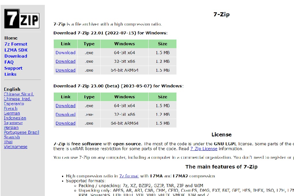 7-Zip - Free & open source alternative for WinRAR
